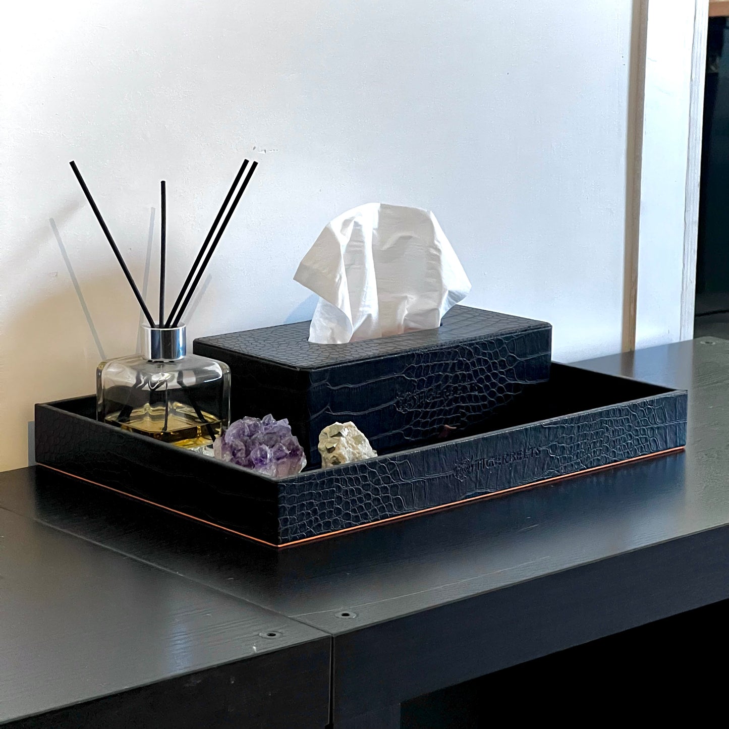 Croco tray | Dienblad in Croco leer | Tigerbelts.nl