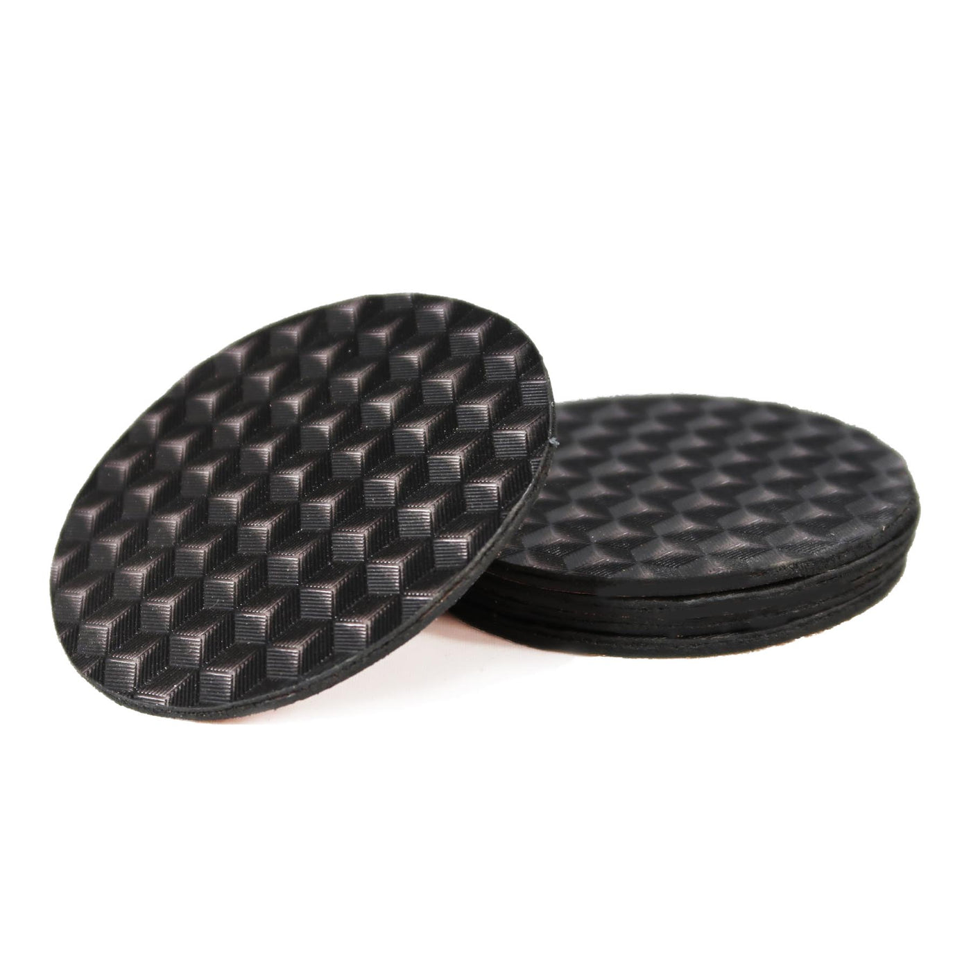 Leather Coasters - Black Carbon
