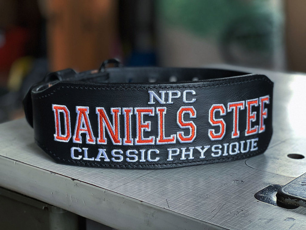 Custom heren Weightlifting belt zwart rood - Tigerbelts.nl