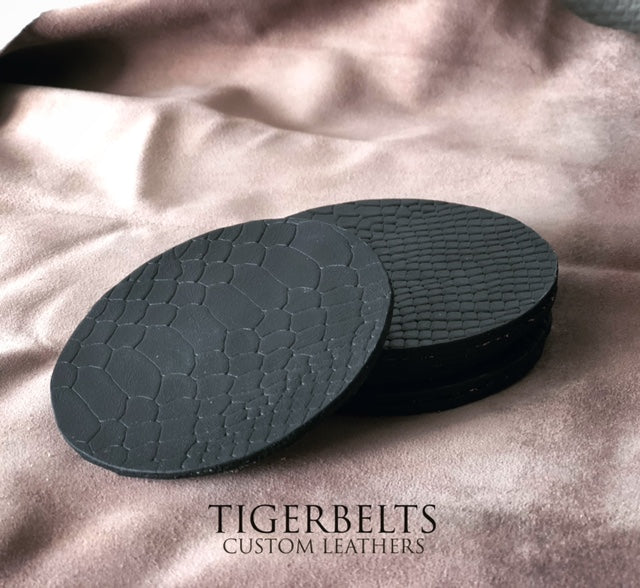 Leather Coasters - Black Snake