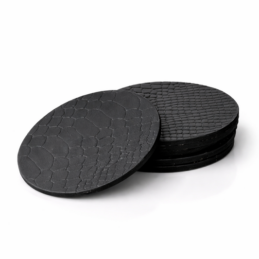 Leather Coasters - Black Snake