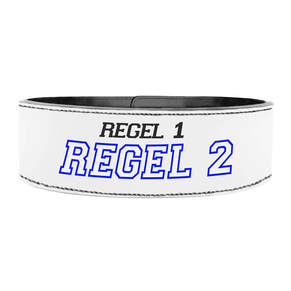 Tigerbelts Custom Powerlifting belt met Clip W12 Wit-Zwart