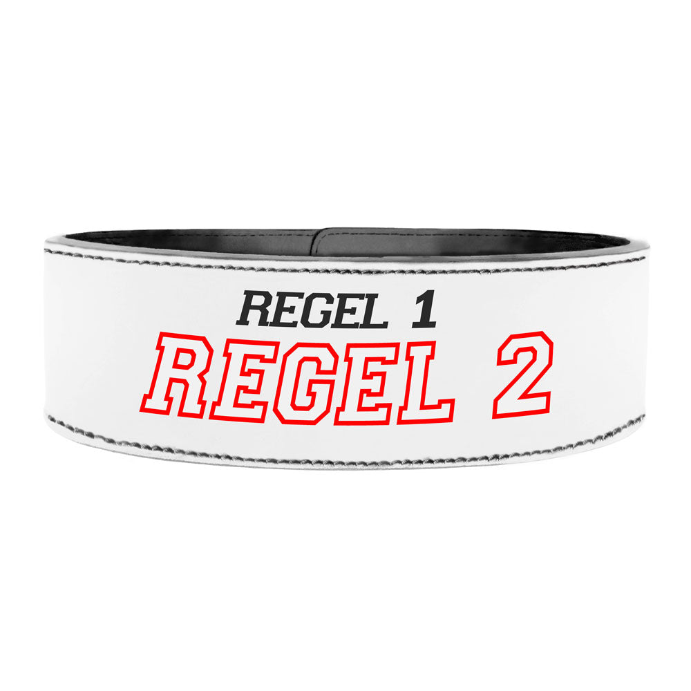 Tigerbelts Custom Powerlifting belt met Clip W12 Wit-Zwart