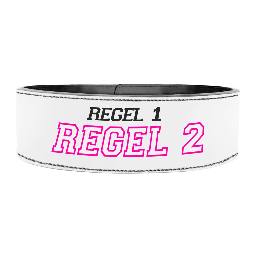 Tigerbelts Custom Powerlifting belt met Clip W12 Wit-Zwart