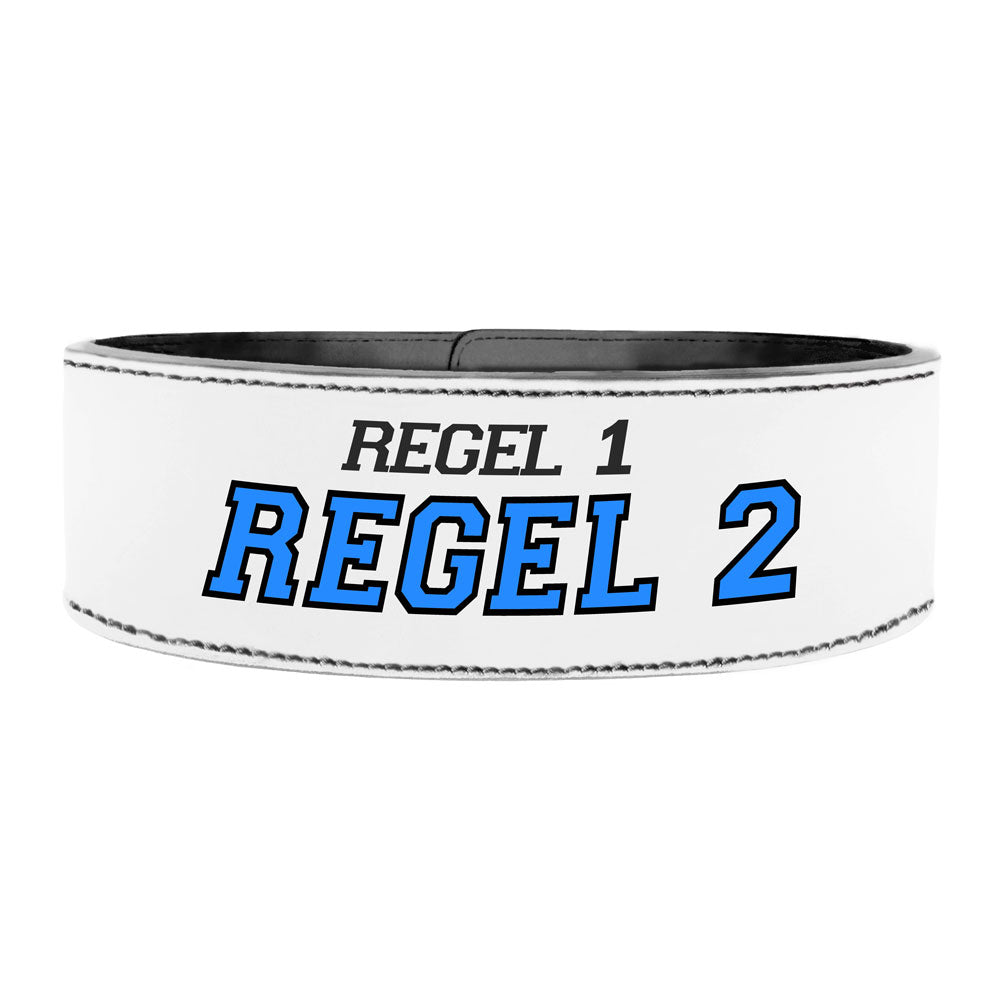 Tigerbelts Custom Powerlifting belt met Clip W12 Wit-Zwart