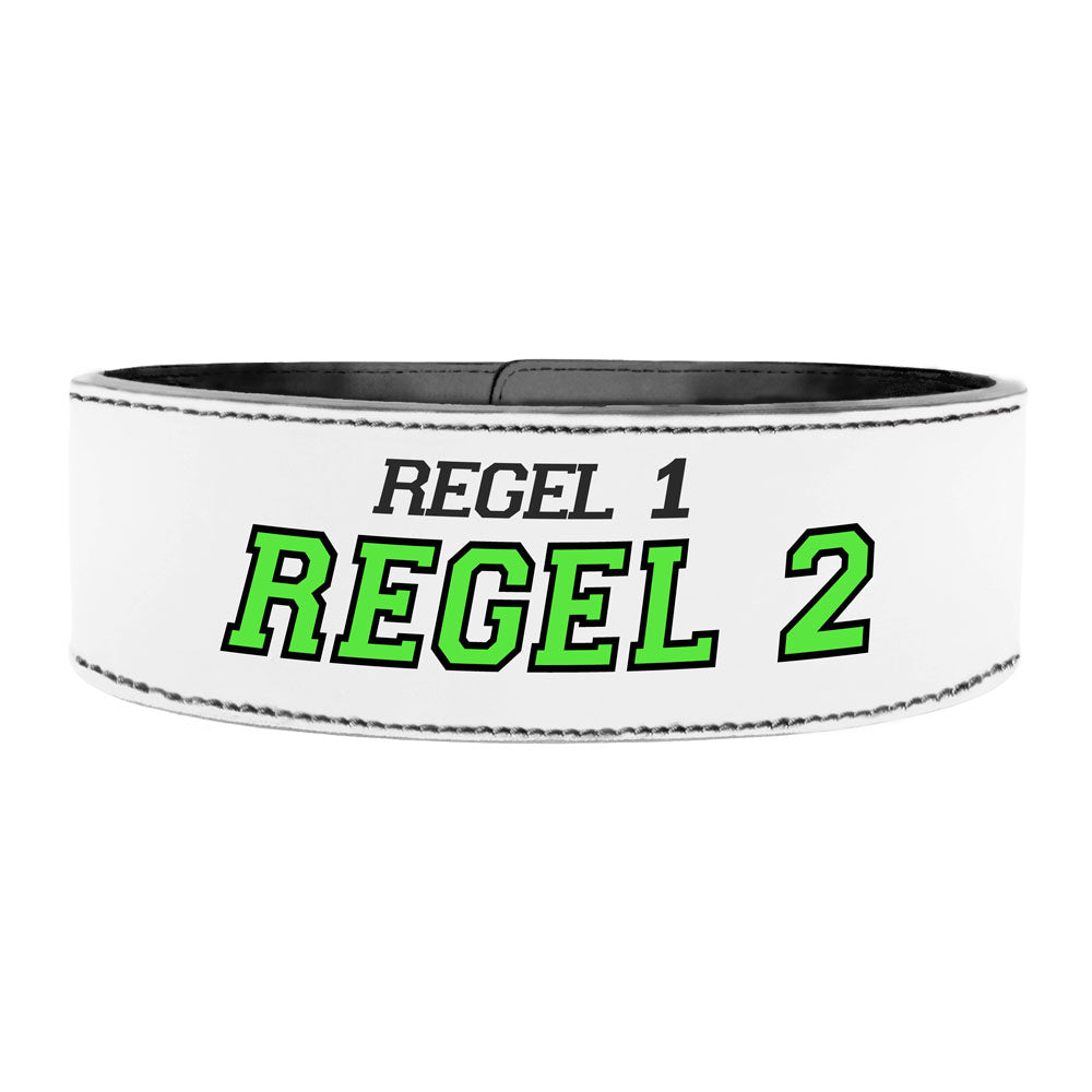 Tigerbelts Custom Powerlifting belt met Clip W12 Wit-Zwart