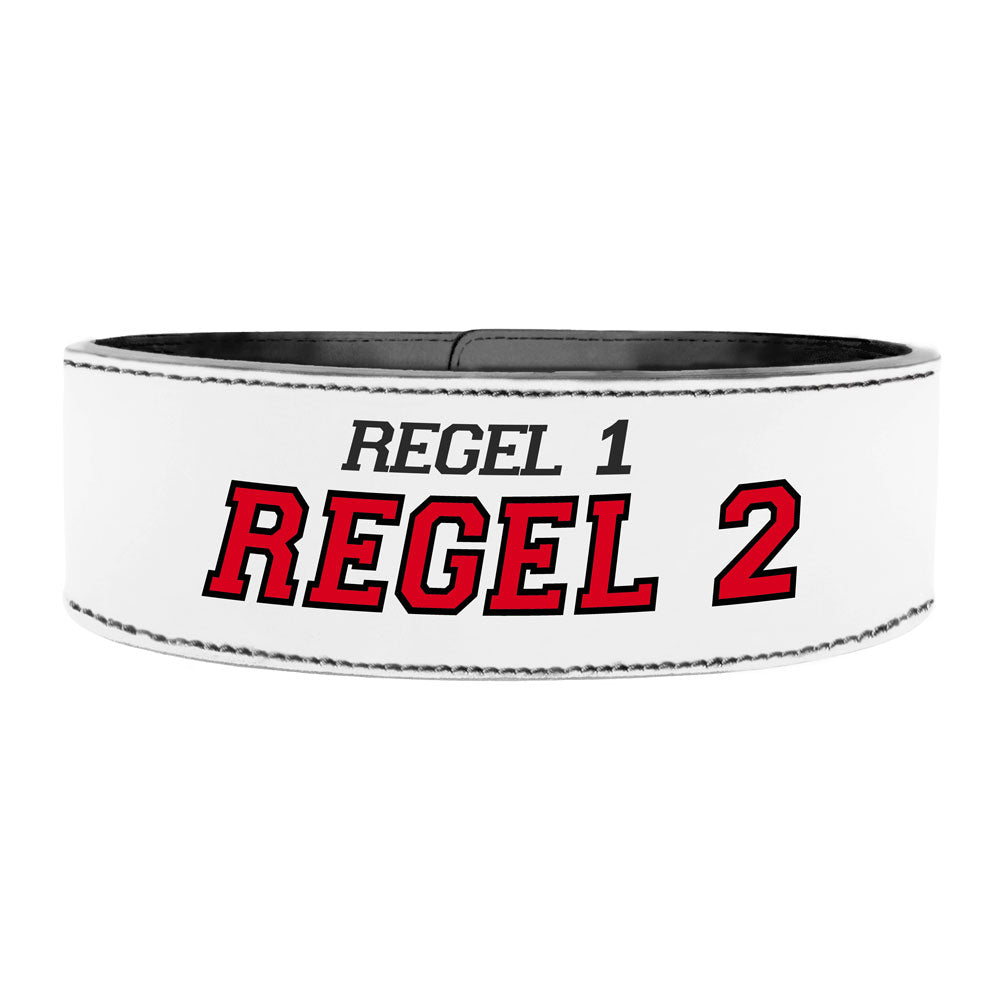 Tigerbelts Custom Powerlifting belt met Clip W12 Wit-Zwart