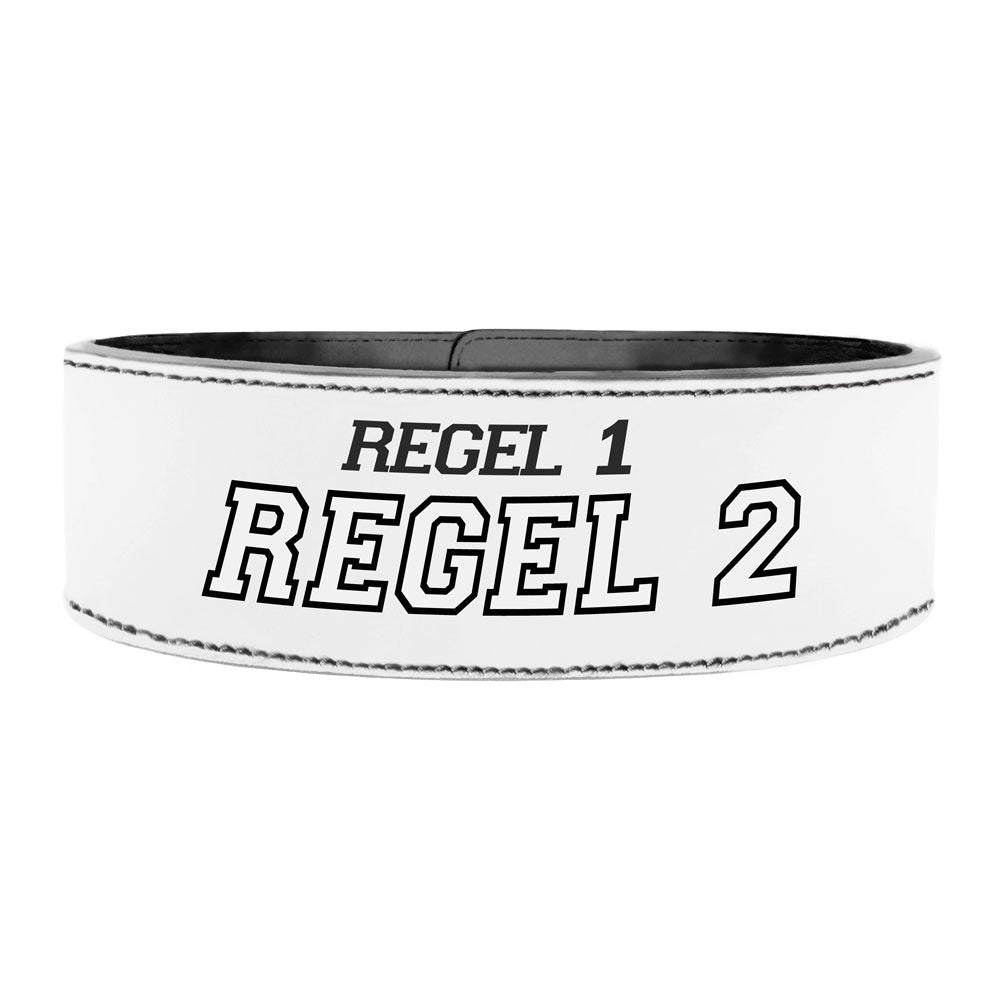 Tigerbelts Custom Powerlifting belt met Clip W12 Wit-Zwart